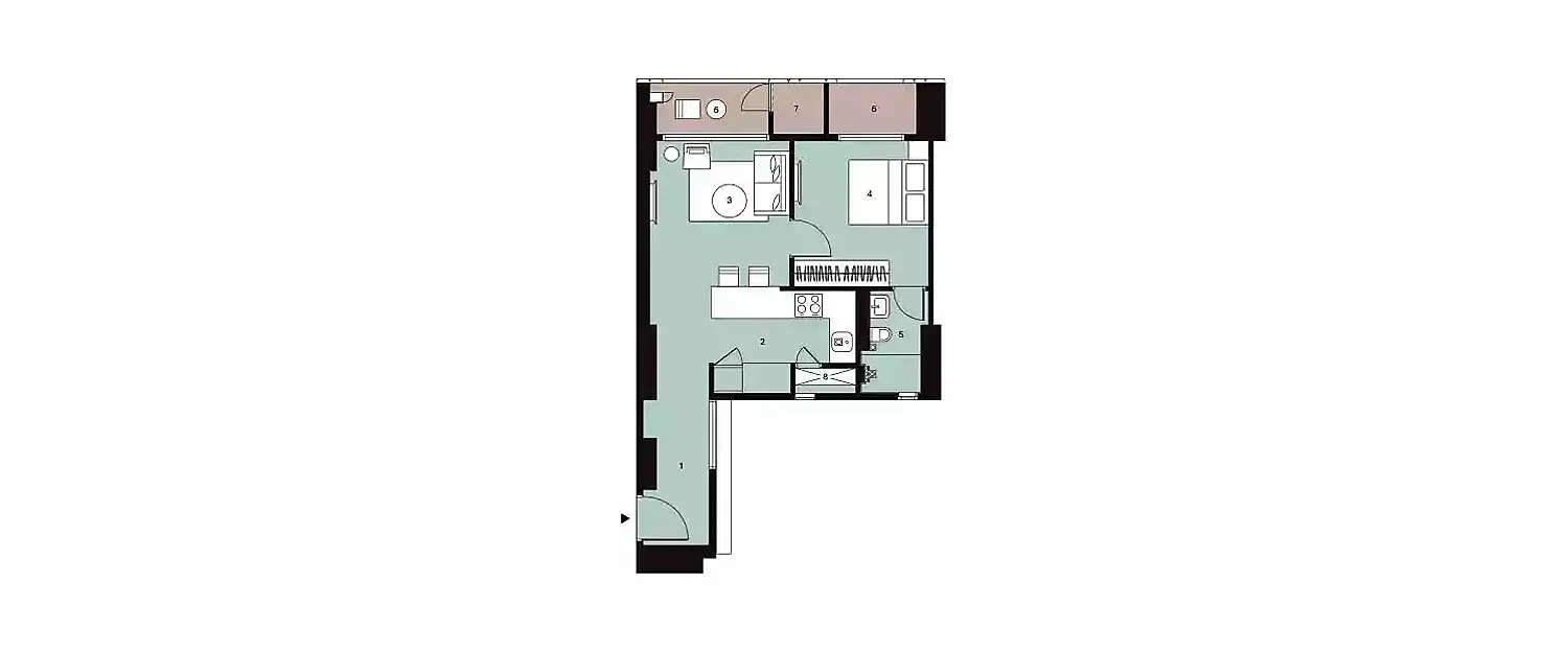 Floor plan for 1 BHK