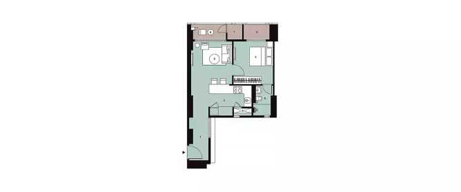 Lodha Altia Wadala - Floor plan 1 BHK 496 Sq.ft