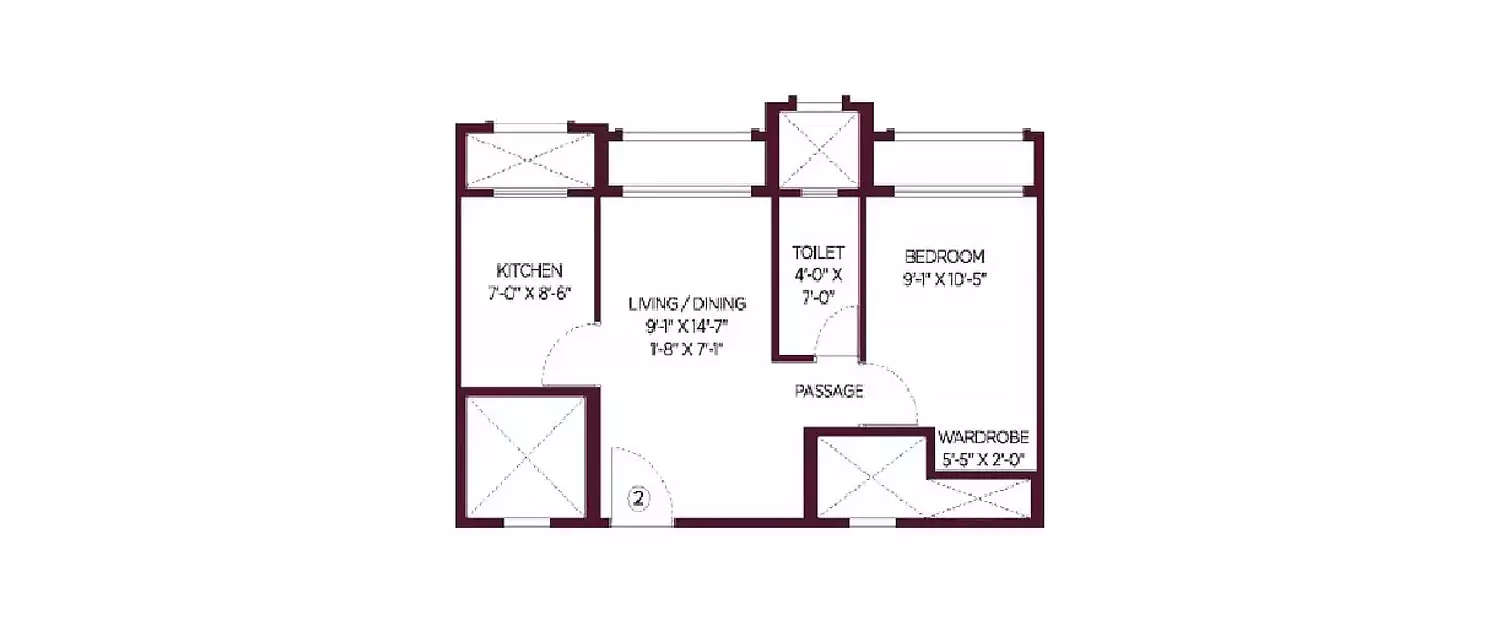 Floor plan for 1 BHK