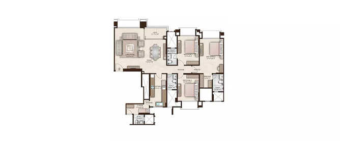 Hiranandani Adonia Powai - Floor plan 3 BHK 1600 Sq.ft