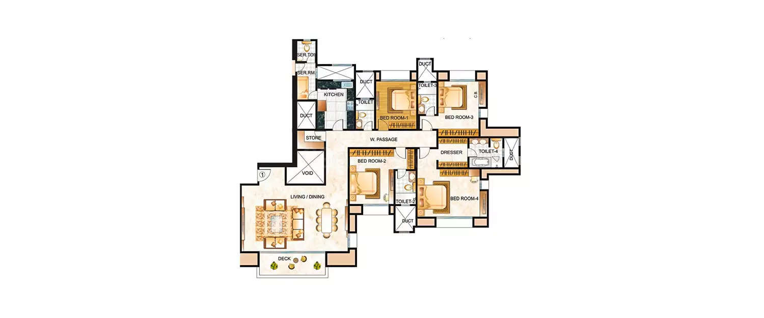 Floor plan for 4 BHK