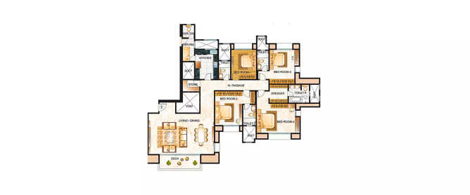 Hiranandani Rodas Enclave Ghodbunder Road - Floor plan 4 BHK 2200 Sq.ft