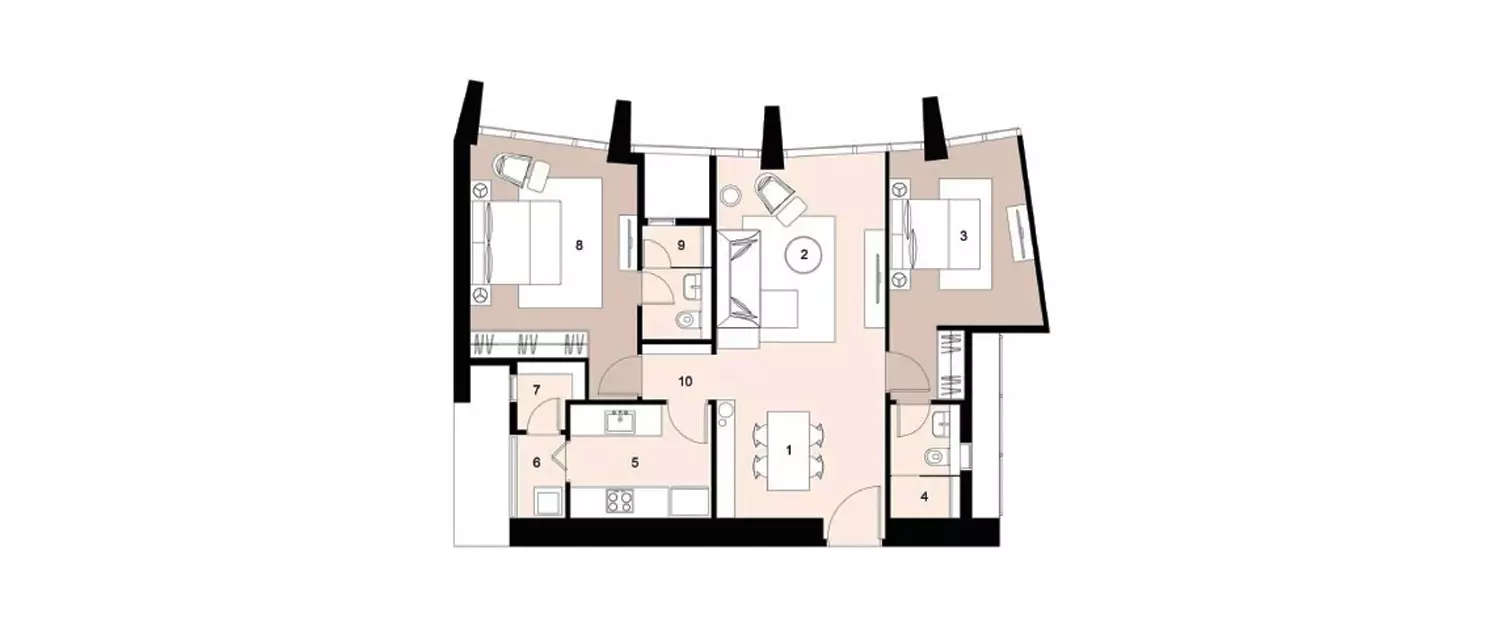 Floor plan for 2 BHK