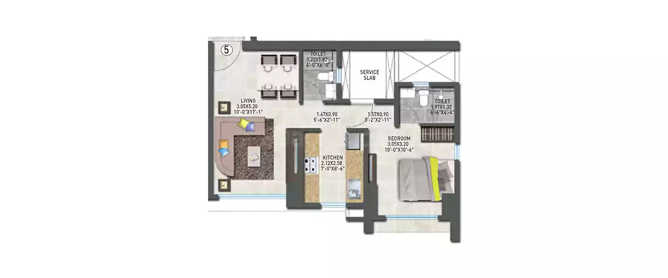 Sheth Irene Malad - Floor plan 1 BHK 442 Sq.ft