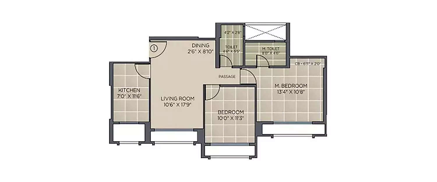 Floor plan for 2 BHK