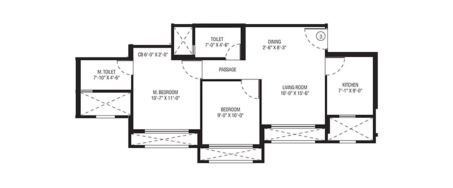 Floor plan for 2 BHK