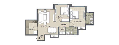 Hiranandani Skylark Enclave, 2 BHK-838 Sq.ft