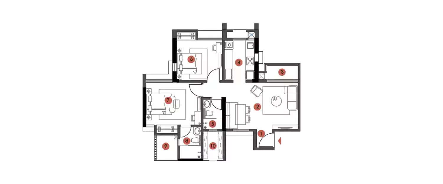 Floor plan for 2 BHK