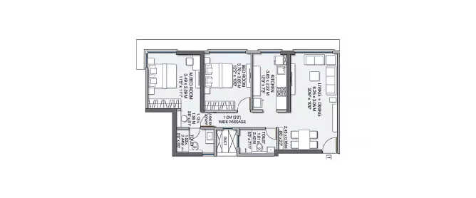 Wadhwa Pristine Matunga - Floor plan 2 BHK 761 Sq.ft