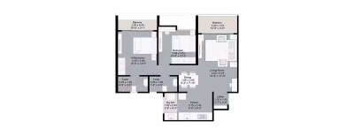 Kohinoor West View, 2 BHK-884 Sq.ft