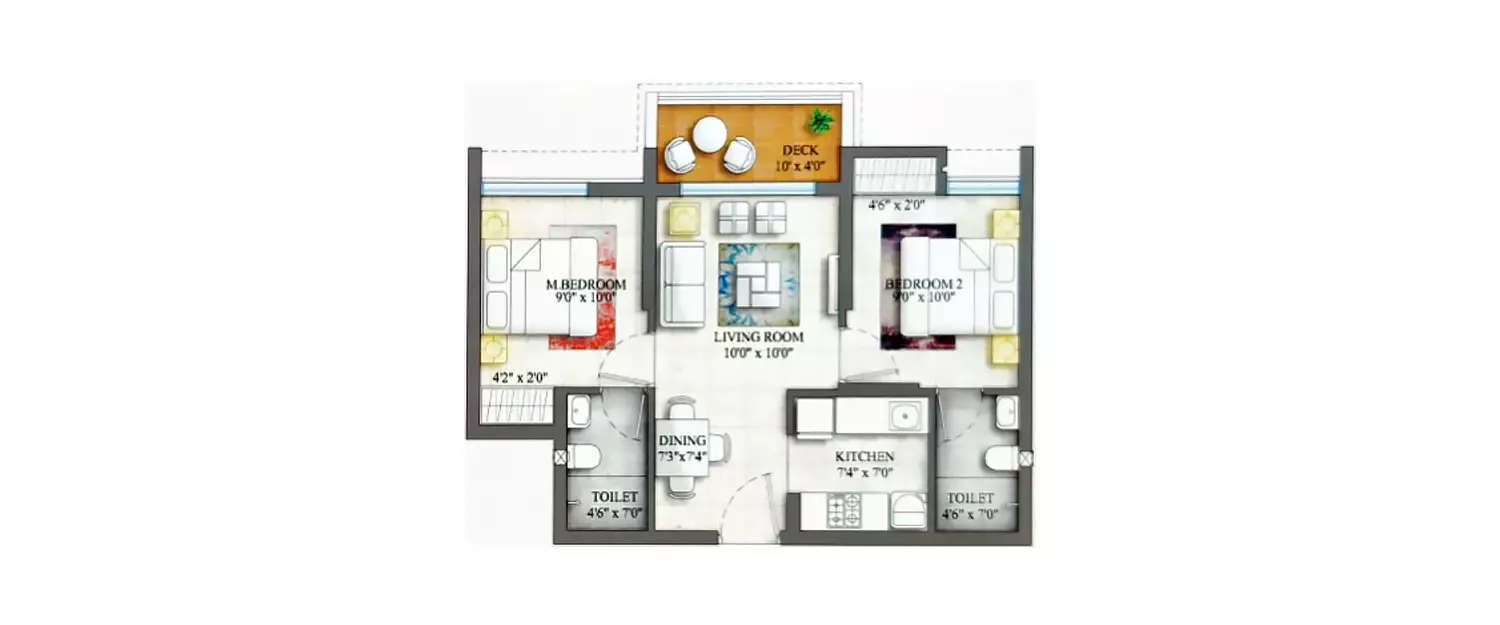 Floor plan for 2 BHK