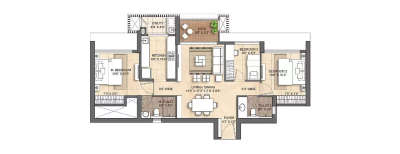 Lodha Bellevue, 3 BHK-877 Sq.ft