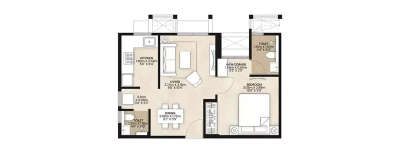 Mahindra Happinest, 1 BHK-393 Sq.ft