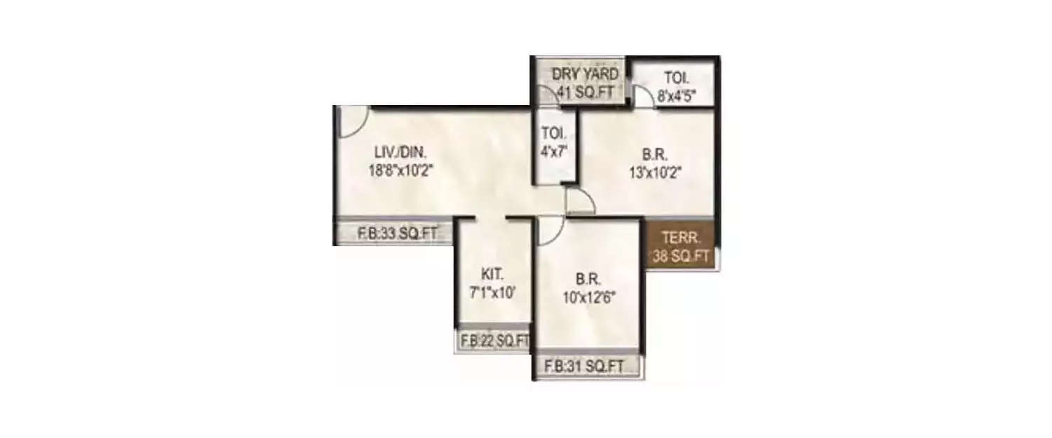 Floor plan for 2 BHK