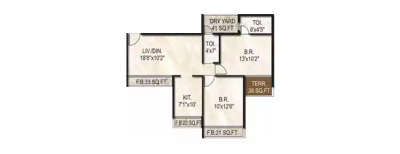 Akshar Alvario, 2 BHK-750 Sq.ft