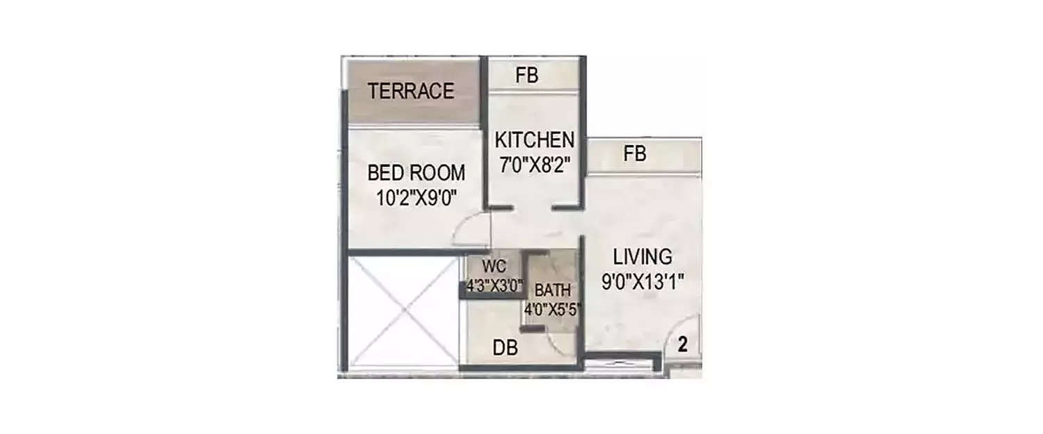 Floor plan for 1 BHK