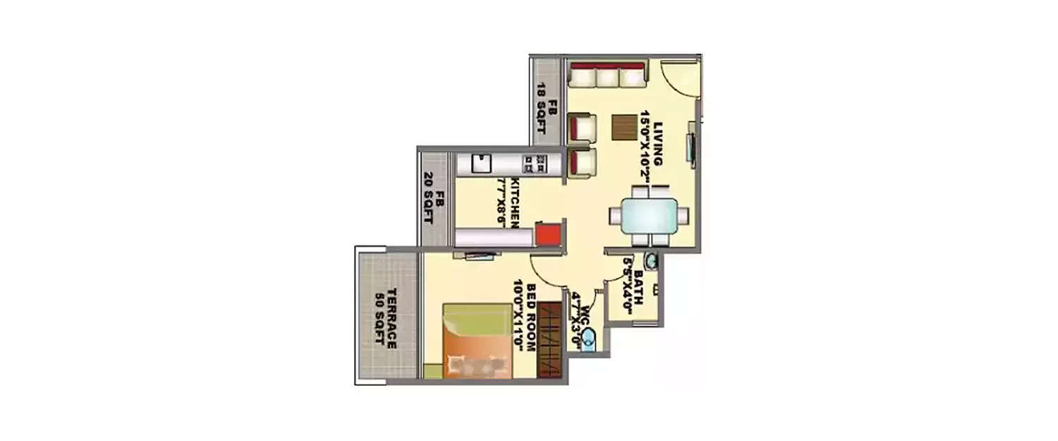 1 BHK Apartment 460 Sq.ft