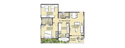 Pride Aloma County, 2 BHK-1179 Sq.ft