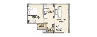 Pride Horizon, 1 BHK-445 Sq.ft