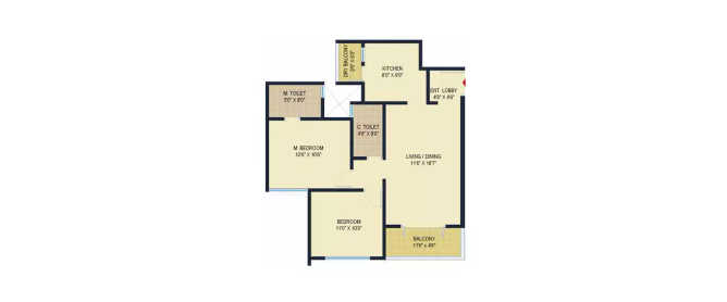 Pride Springfields Subramanyapura - Floor plan 2 BHK 929 Sq.ft