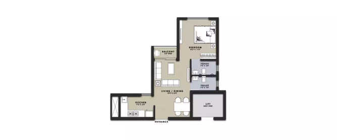 Siddha Great Guarantee Wadala - Floor plan 1 BHK 404 Sq.ft