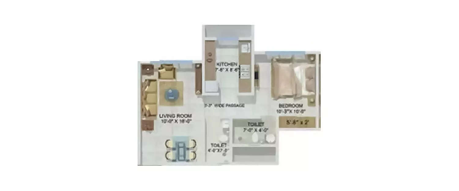 Floor plan for 1 BHK