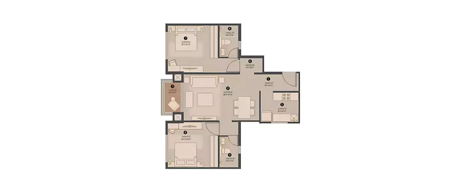 Floor plan for 2 BHK