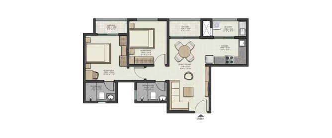 Sobha Dream Garden Thanisandra - Floor plan 2 BHK 1009 Sq.ft