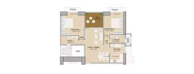 Ruparel Icon, 2 BHK-826 Sq.ft