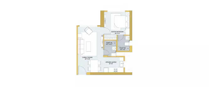 Ashford Royale Nahur - Floor plan 1 BHK 401 Sq.ft