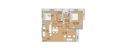 Ruparel Pristine, 2 BHK-675 Sq.ft