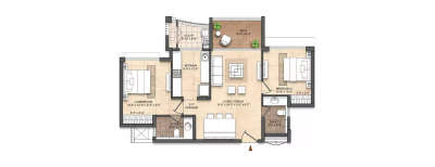 Lodha Divino, 2 BHK-820 Sq.ft
