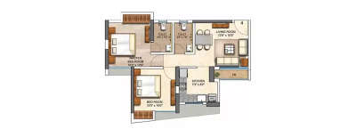 Runwal Eirene, 2 BHK-531 Sq.ft