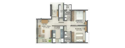 Tata Amantra, 2 BHK-617 Sq.ft
