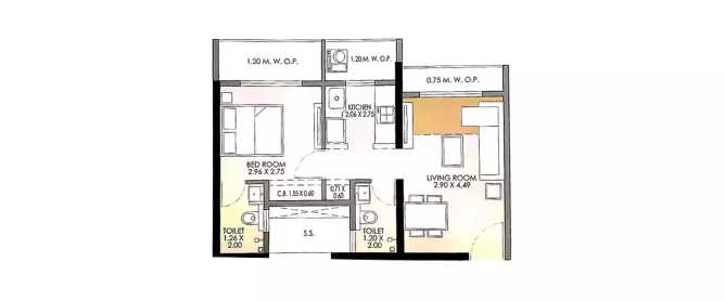 JP North Garden City Mira Bhayandar - Floor plan 1 BHK 404 Sq.ft