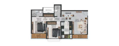 Adani The Views, 2 BHK-667 Sq.ft