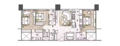 Rustomjee Crown, 3 BHK-1335 Sq.ft