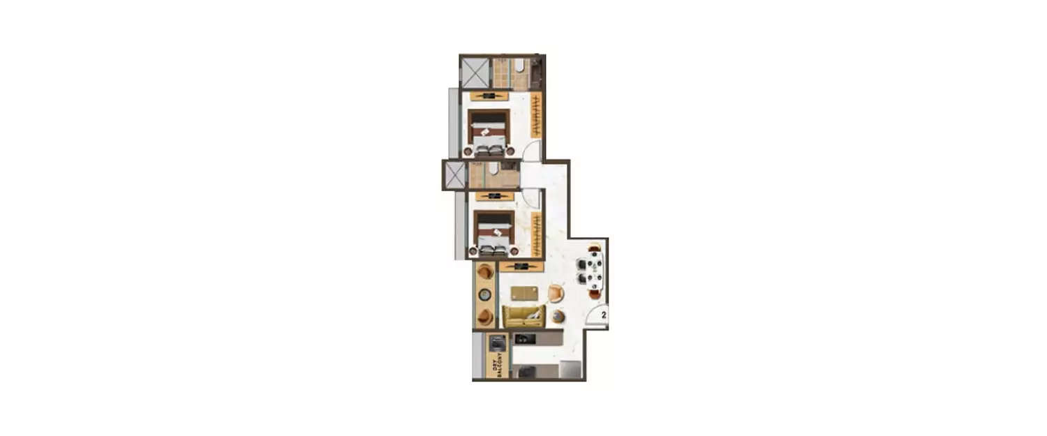Floor plan for 2 BHK