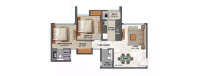 Lodha Splendora, 2 BHK-654 Sq.ft