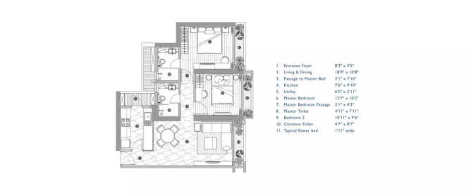 Neelkanth Verraton Ghodbunder Road - Floor plan 2 BHK 792 Sq.ft