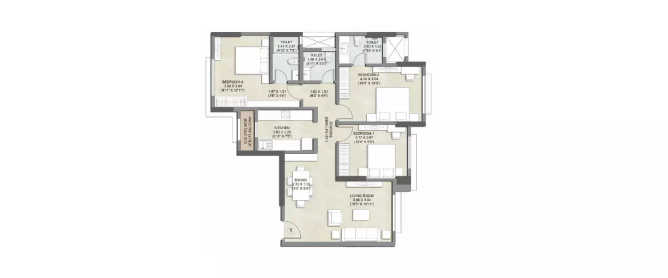 Kalpataru Bliss Santacruz - Floor plan 3 BHK 992 Sq.ft