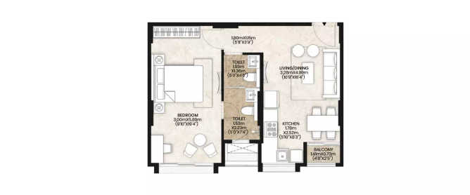 Mahindra Vicino Andheri - Floor plan 1 BHK 494 Sq.ft