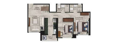 Ajmera I Land, 2 BHK-994 Sq.ft