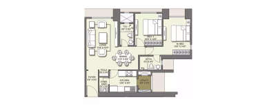 Lodha Venezia, 2 BHK-922 Sq.ft