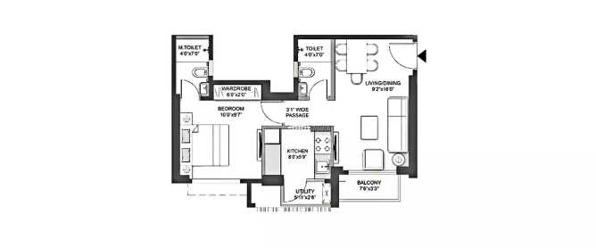Birla Vanya Kalyan - Floor plan 1 BHK 450 Sq.ft