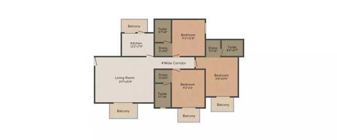 ATS Pristine Sector 150 - Floor plan 3 BHK 1750 Sq.ft