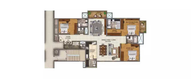 Century Ethos Hebbal - Floor plan 3 BHK 2055 Sq.ft