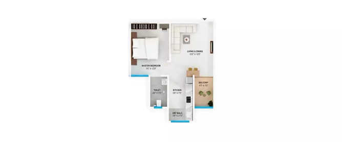 Excellaa Florence Pirangut - Floor plan 1 BHK 359 Sq.ft