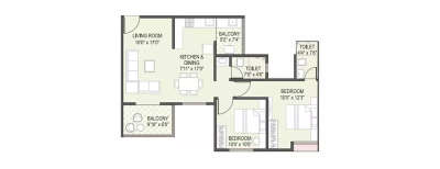 Yashada Florenza, 2 BHK-654 Sq.ft