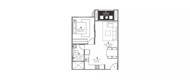 Hiranandani Glen Classic Devinagar - Floor plan 1 BHK 456 Sq.ft